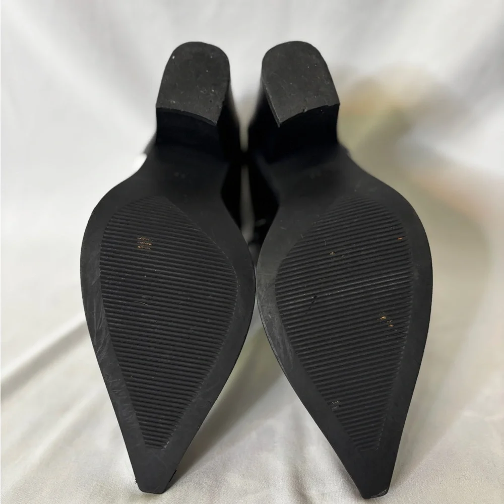 RARE Jeeini of Paris Black and‎ White Patent Leather Heel Ankles Boots 8.5